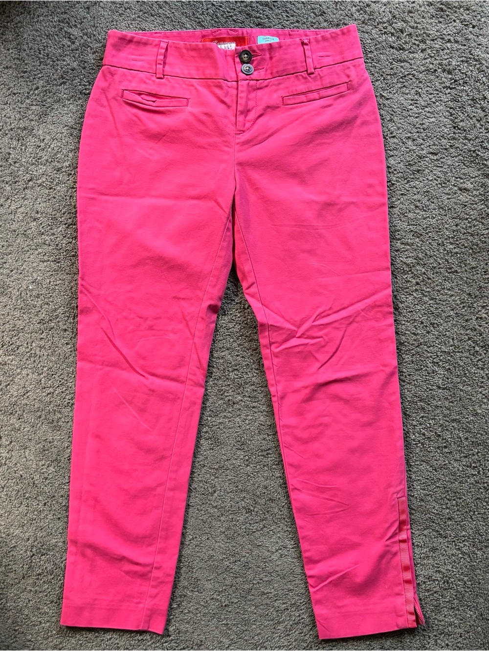 Anthropologie Cartonnier Charlie Crop Ankle Pants Side Zip Pink Womens Size 2